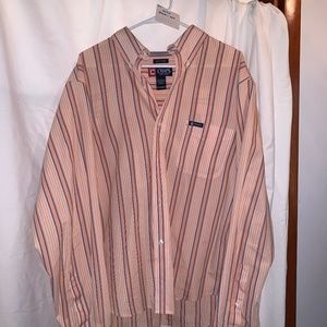 Chaps Orange & Blue Striped Button Up Men's
